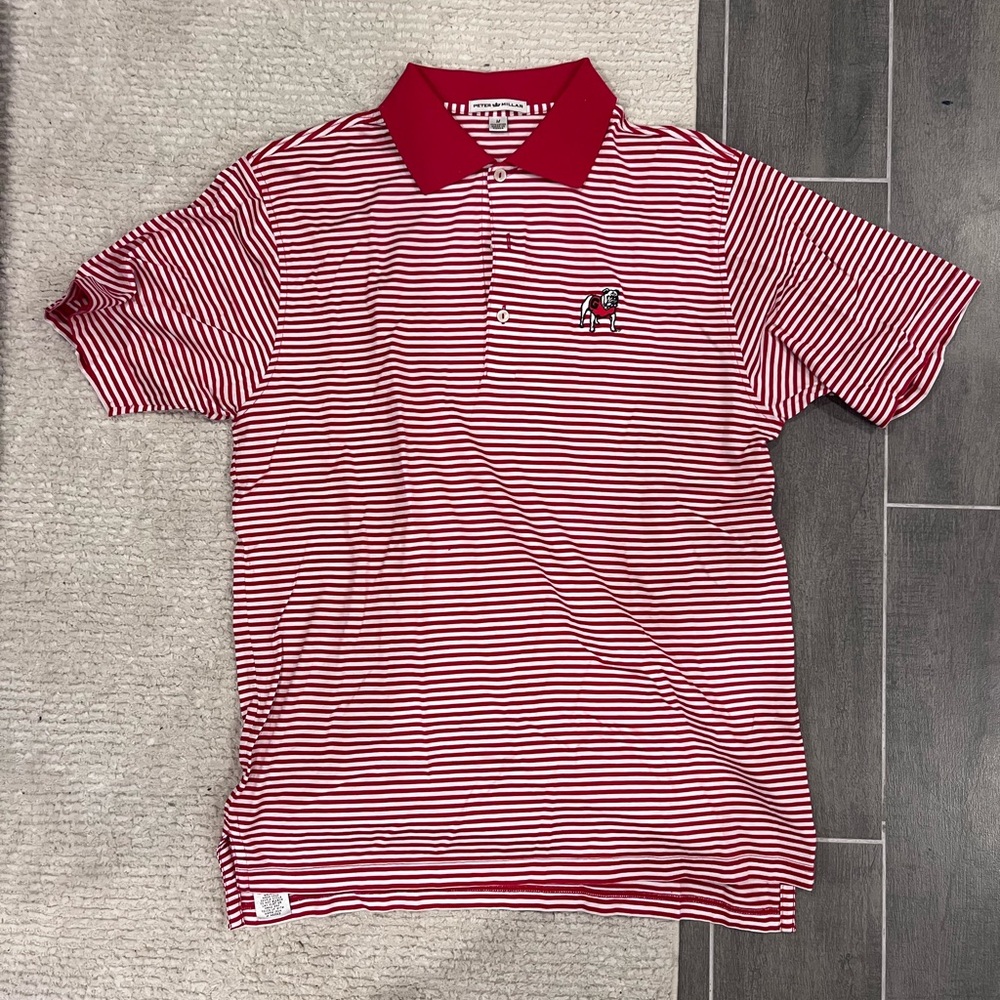 Peter Millar Red and White Striped Polo Shirt